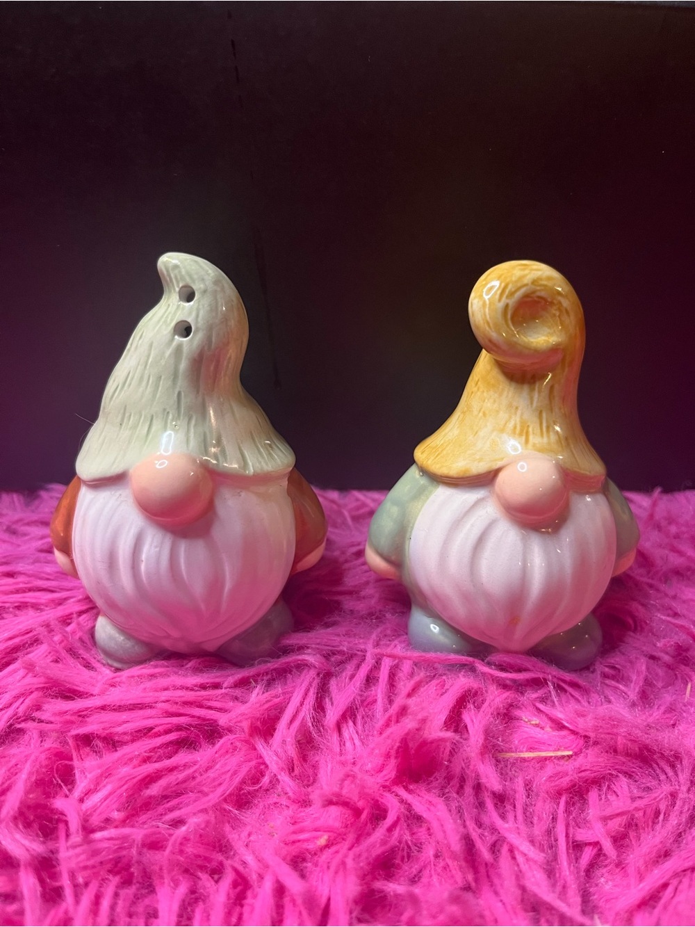 Pastel Ceramic Gnome Salt & Pepper Shaker Set -